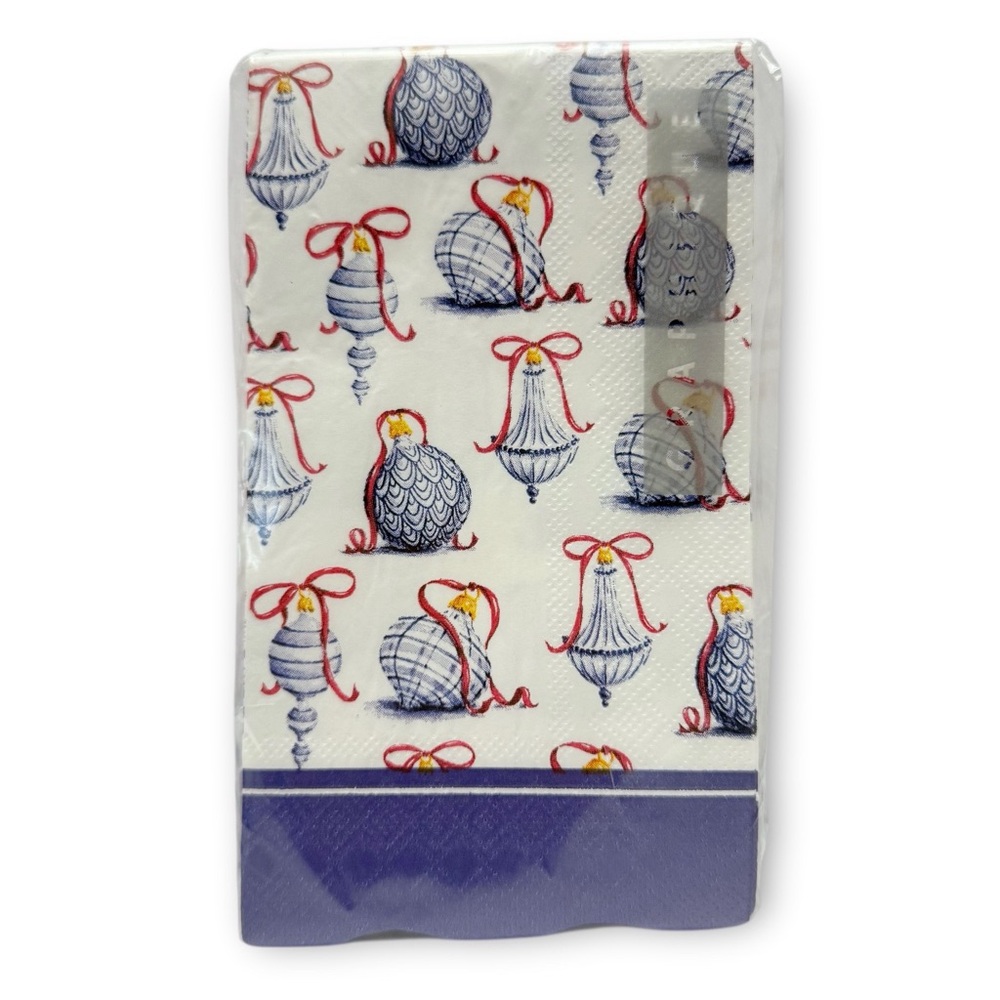 Graphique Christmas Blue Ornaments Paper Guest Buffet Dinner Napkins 32 Count